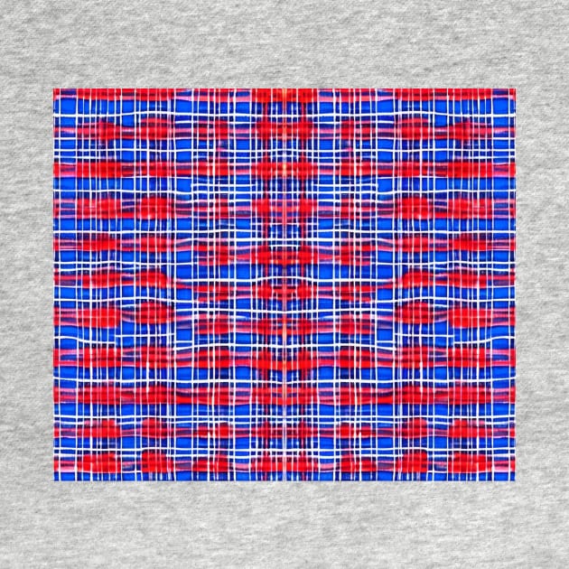 Red White and Blue Aesthetic Tartan Pattern - Patriotic Plaid Quilt 3 by BubbleMench